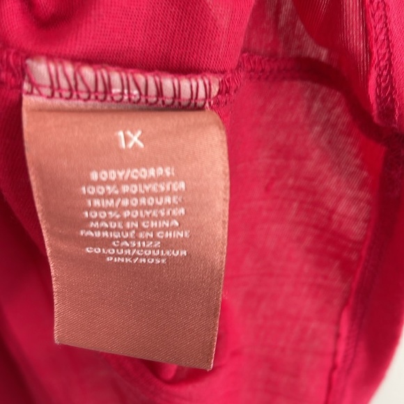 Iyla Magenta Pink Smock Short Sleeve Peasant Top Crochet Neckline Flutter Sl 1X - Picture 7 of 11